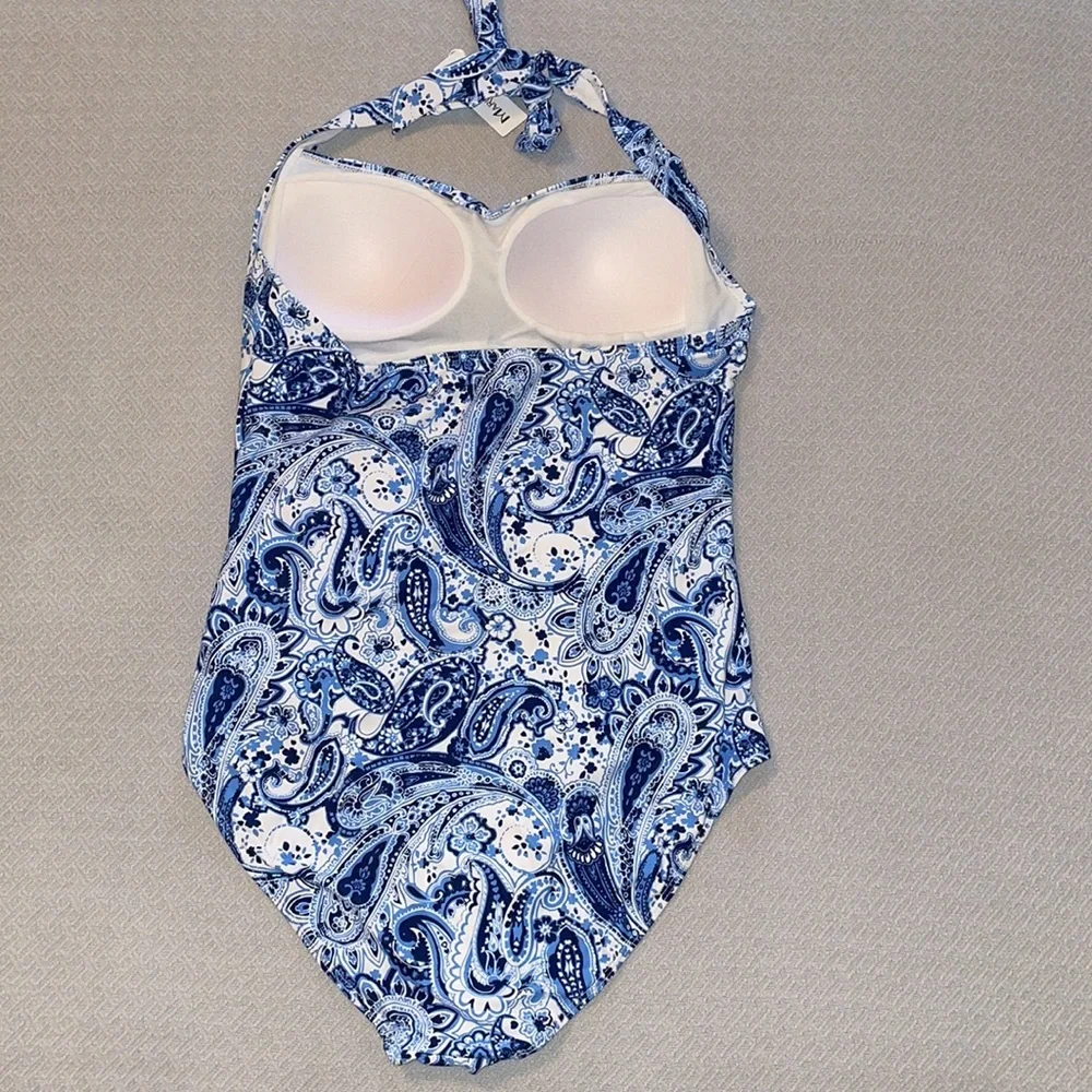 Halter Paisley One Piece Swimsuit - Picture 4 of 13
